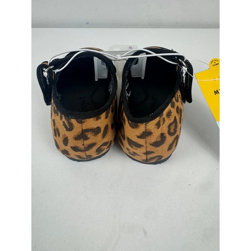 Cat & Jack Addy Toddler Girls Leopard Print Mary Jane Flats Shoes Size 6 NEW